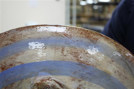 Eileen Cooper. A Studio ceramic bowl depicting a seated female nude, signed and dated 1999 verso, diameter 44.5cm